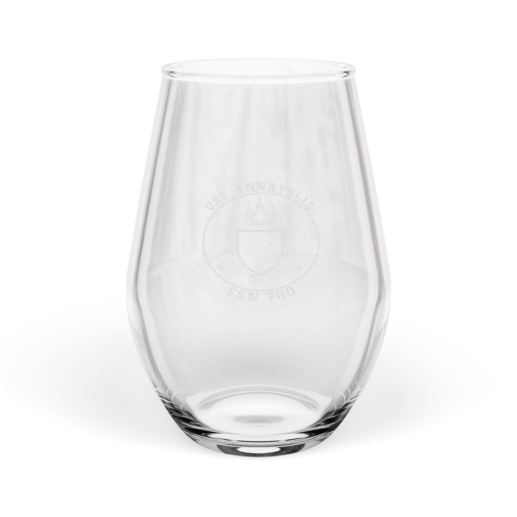 Engraved USS Annapolis Stemless Wine Glass – 11.5 oz