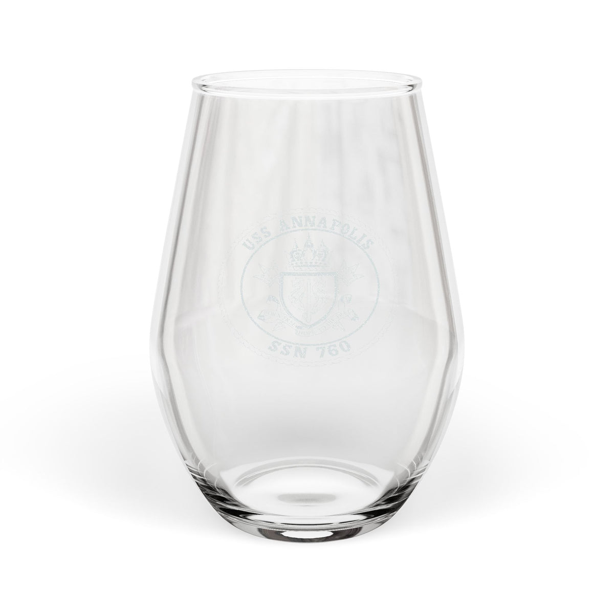 Engraved USS Annapolis Stemless Wine Glass – 11.5 oz
