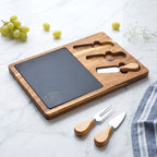 Engraved Acacia Charcuterie Board with Slate Insert & Cheese Tools