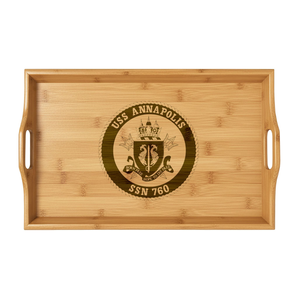 Engraved Bamboo Serving Tray — USS Annapolis SSN 760