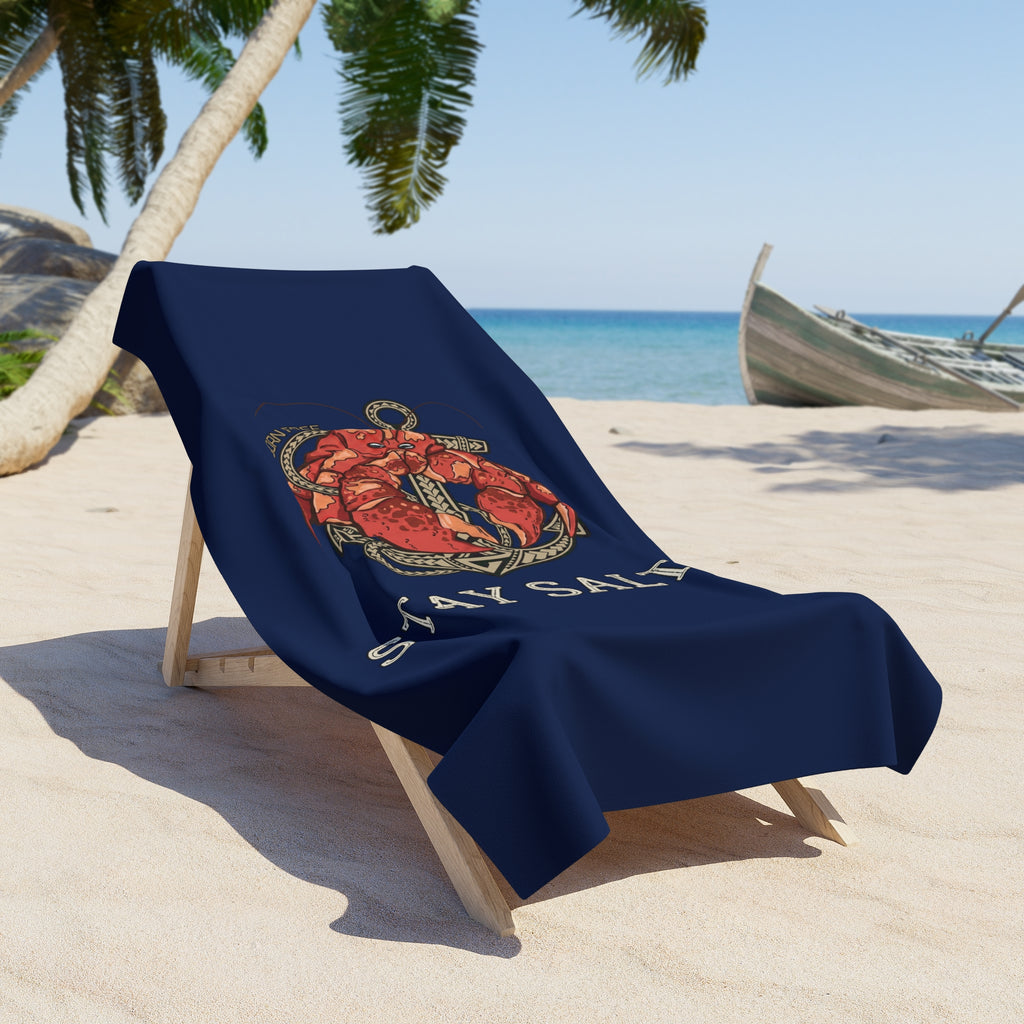 Stay Salty Crab Anchor Beach Towel
