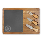 Engraved Acacia Charcuterie Board with Slate Insert & Cheese Tools