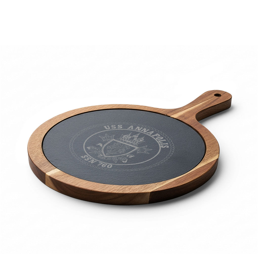 Engraved Acacia Charcuterie Board with Slate Insert & Cheese Tools