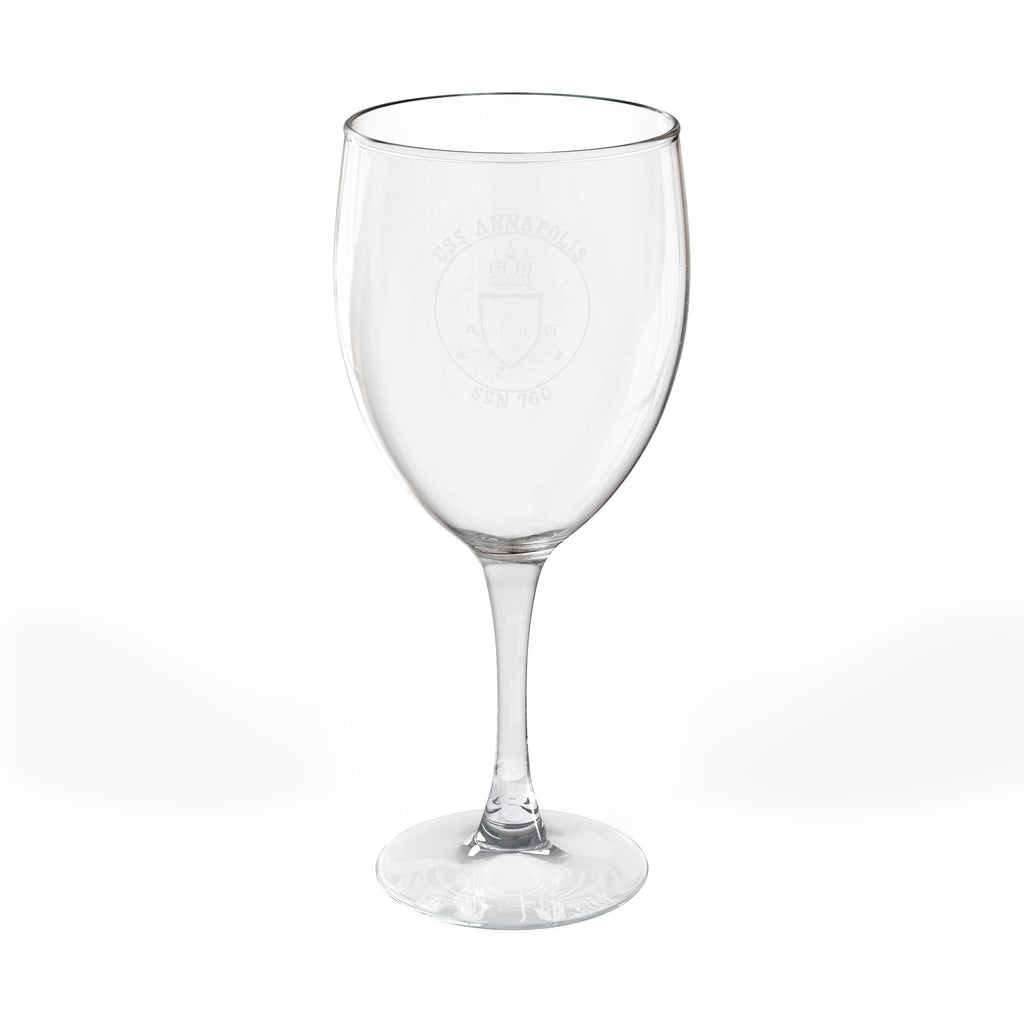 Engraved USS Annapolis Wine Glass 10.5 oz