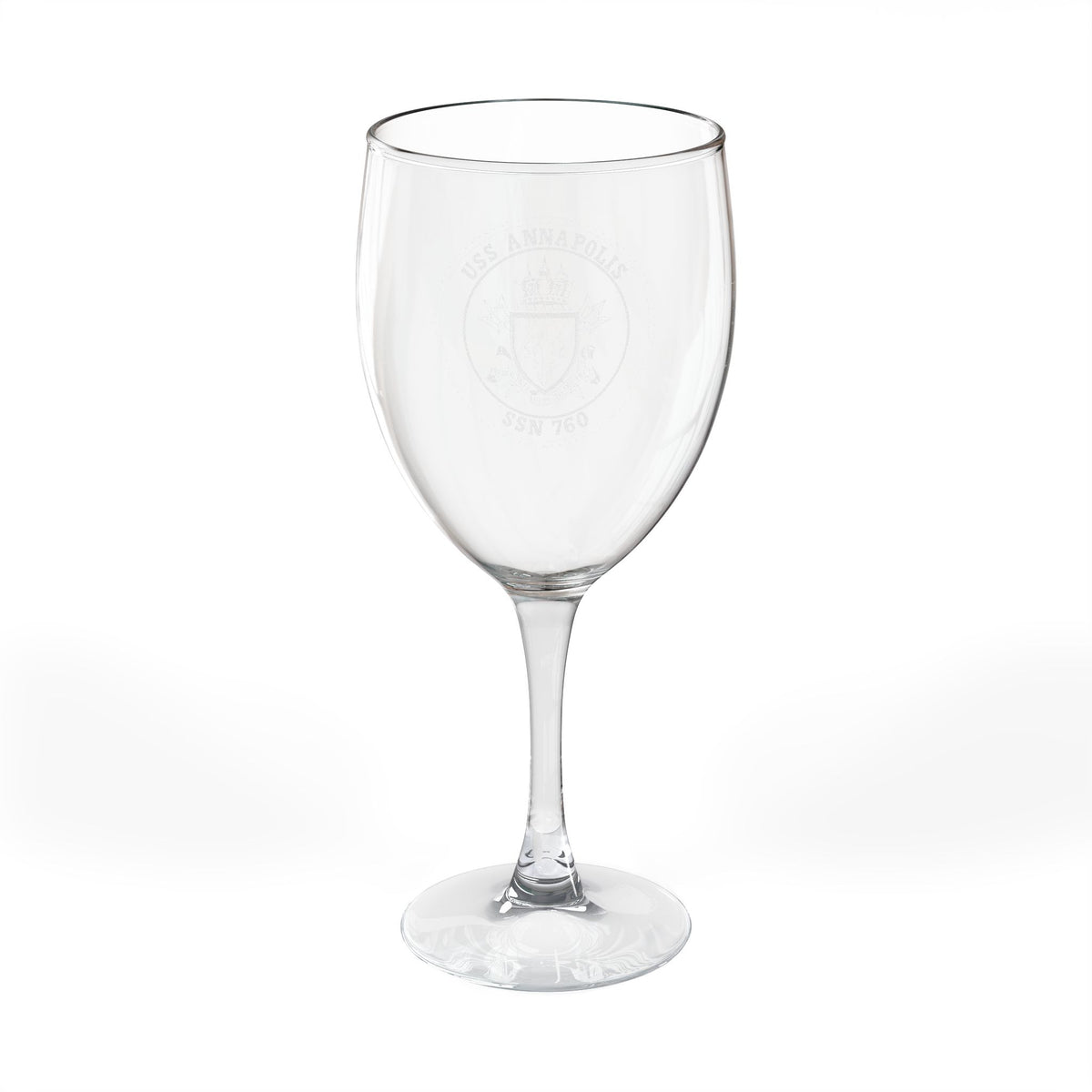 Engraved USS Annapolis Wine Glass 10.5 oz