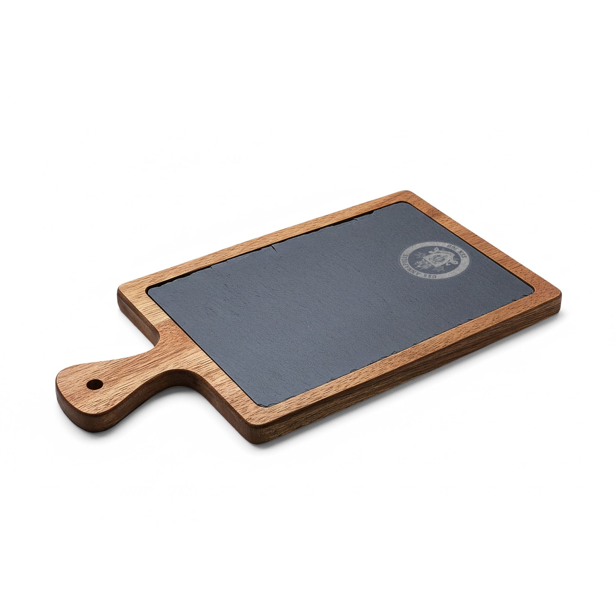 Engraved Acacia Charcuterie Board with Slate Insert & Cheese Tools