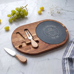 Engraved Acacia Charcuterie Board with Slate Insert & Cheese Tools