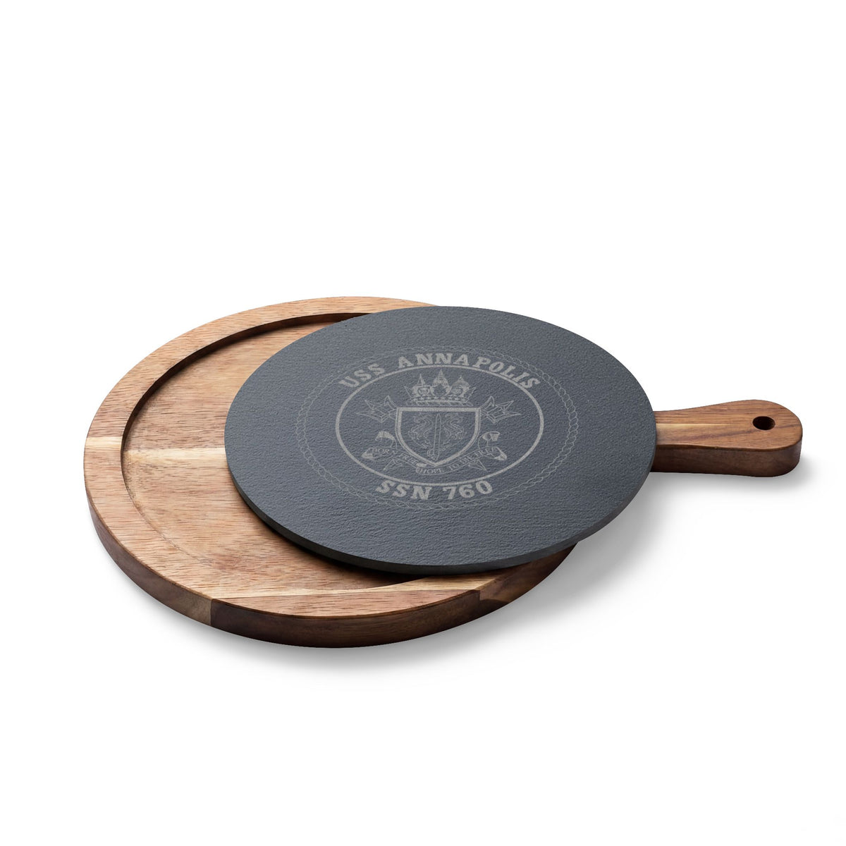 Engraved Acacia Charcuterie Board with Slate Insert & Cheese Tools