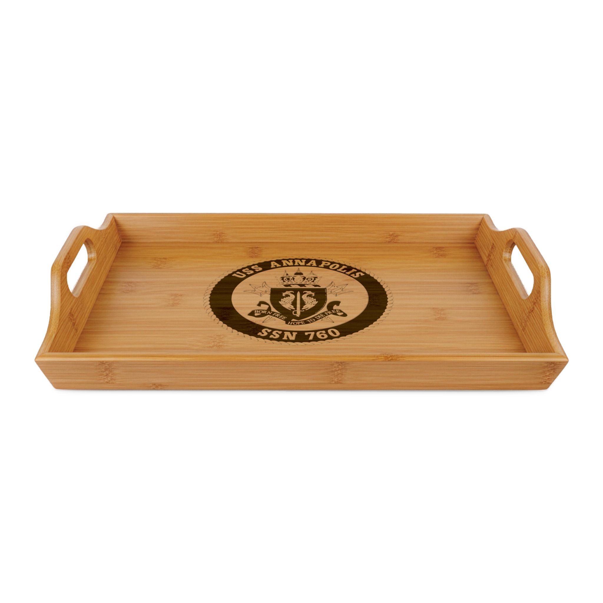Engraved Bamboo Serving Tray — USS Annapolis SSN 760