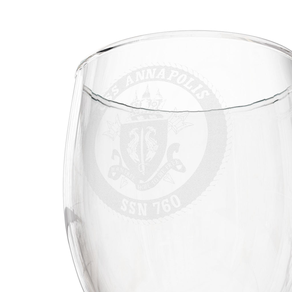 Engraved USS Annapolis Wine Glass 10.5 oz