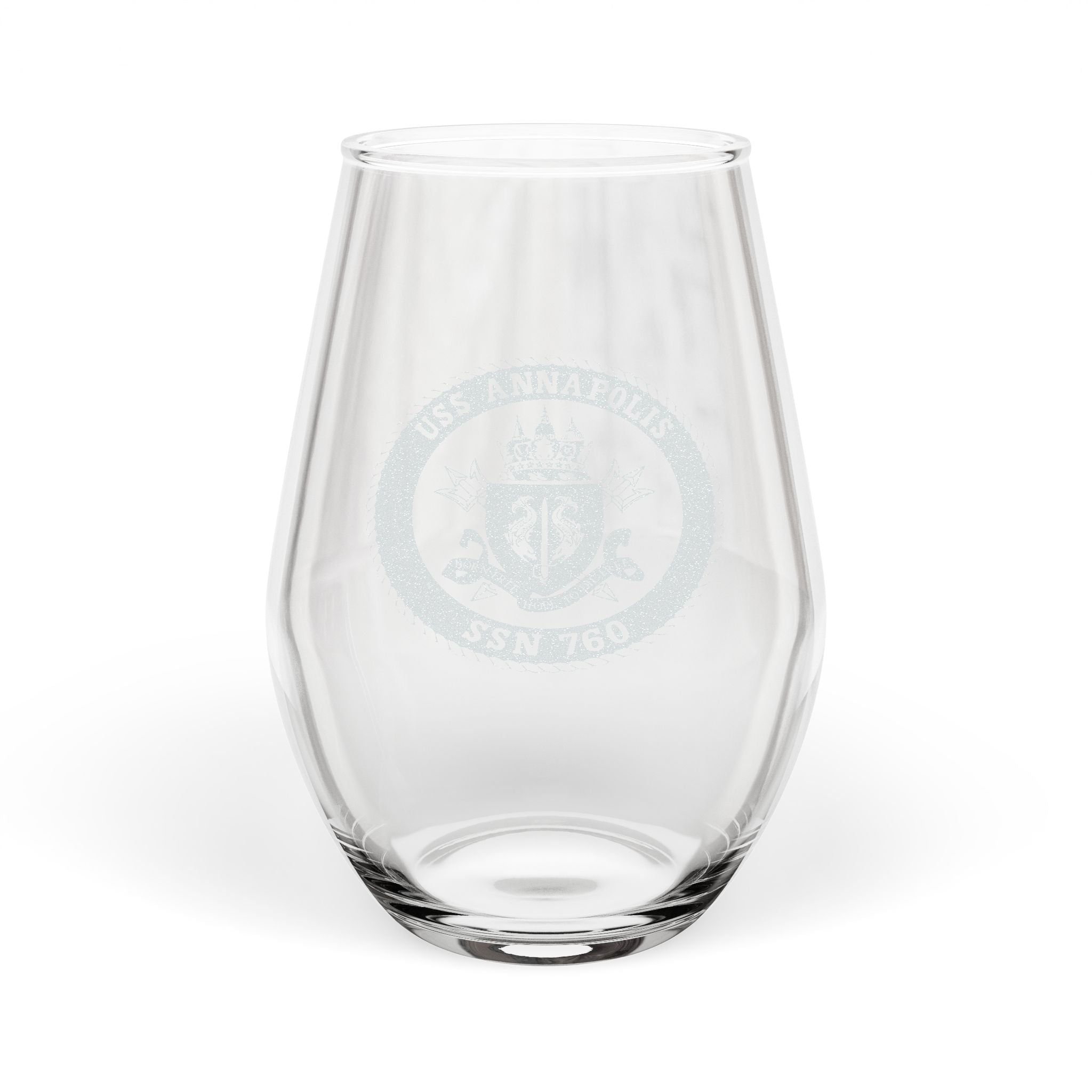 Engraved USS Annapolis Stemless Wine Glass – 11.5 oz