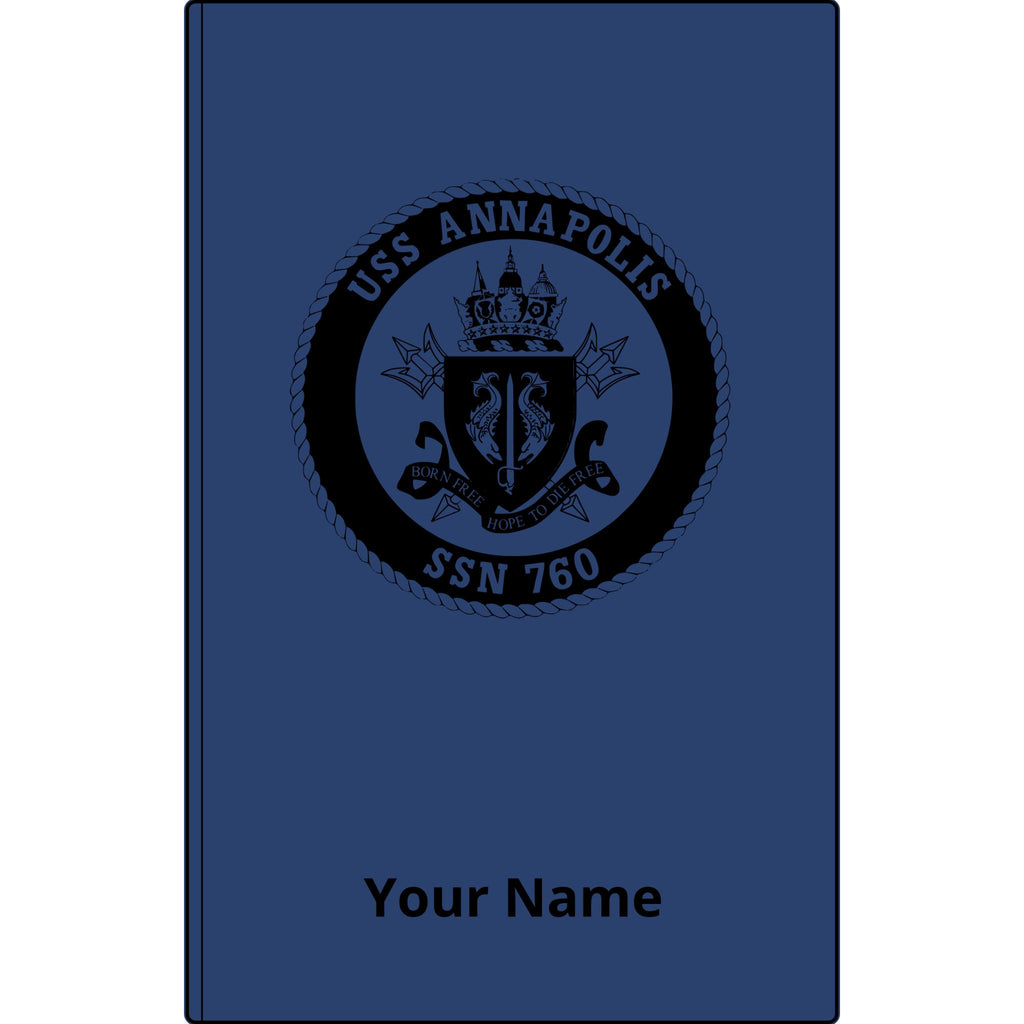 USS Annapolis SSN 760 Engraved Vegan Leather Journal — Personalized Navy Submarine Notebook