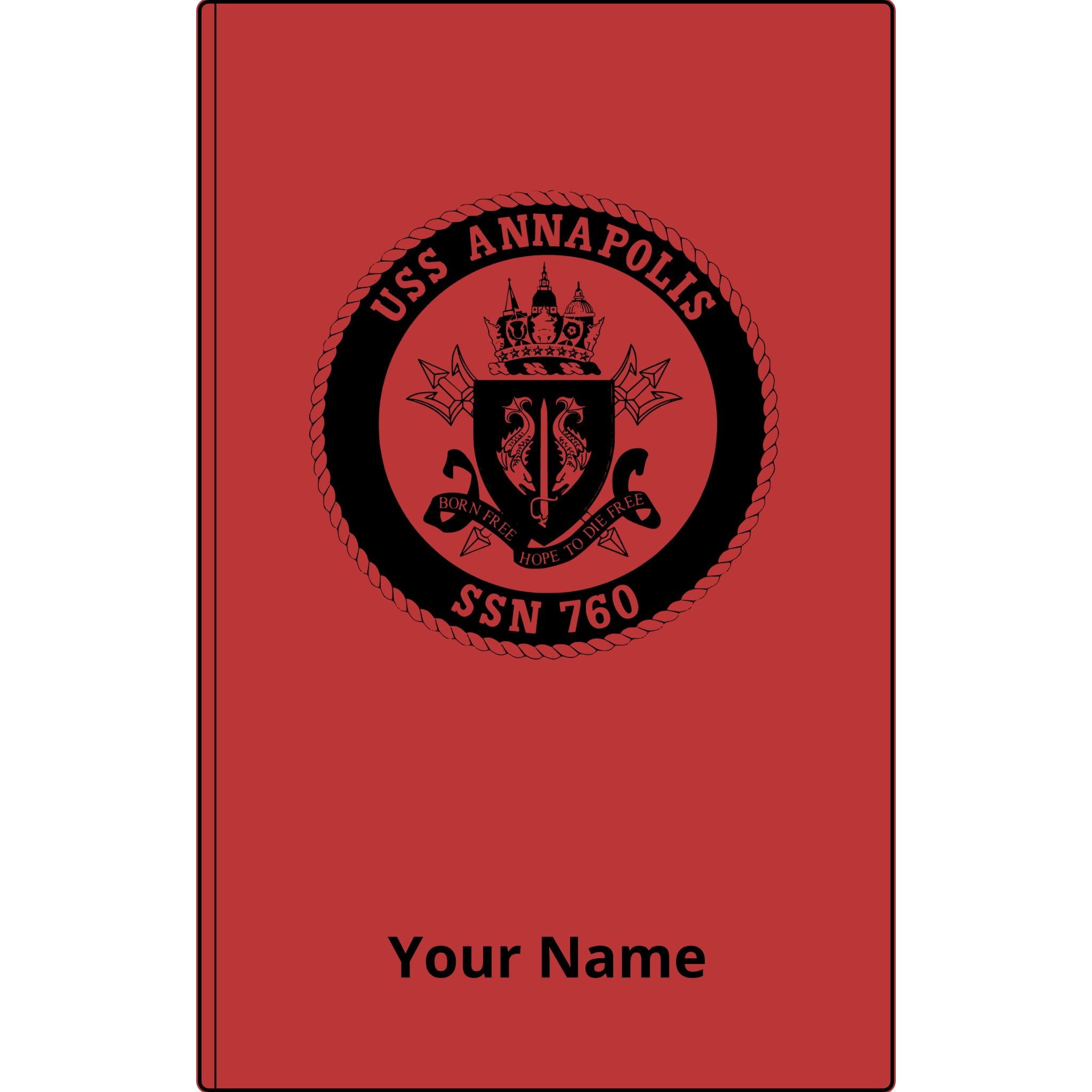 USS Annapolis SSN 760 Engraved Vegan Leather Journal — Personalized Navy Submarine Notebook