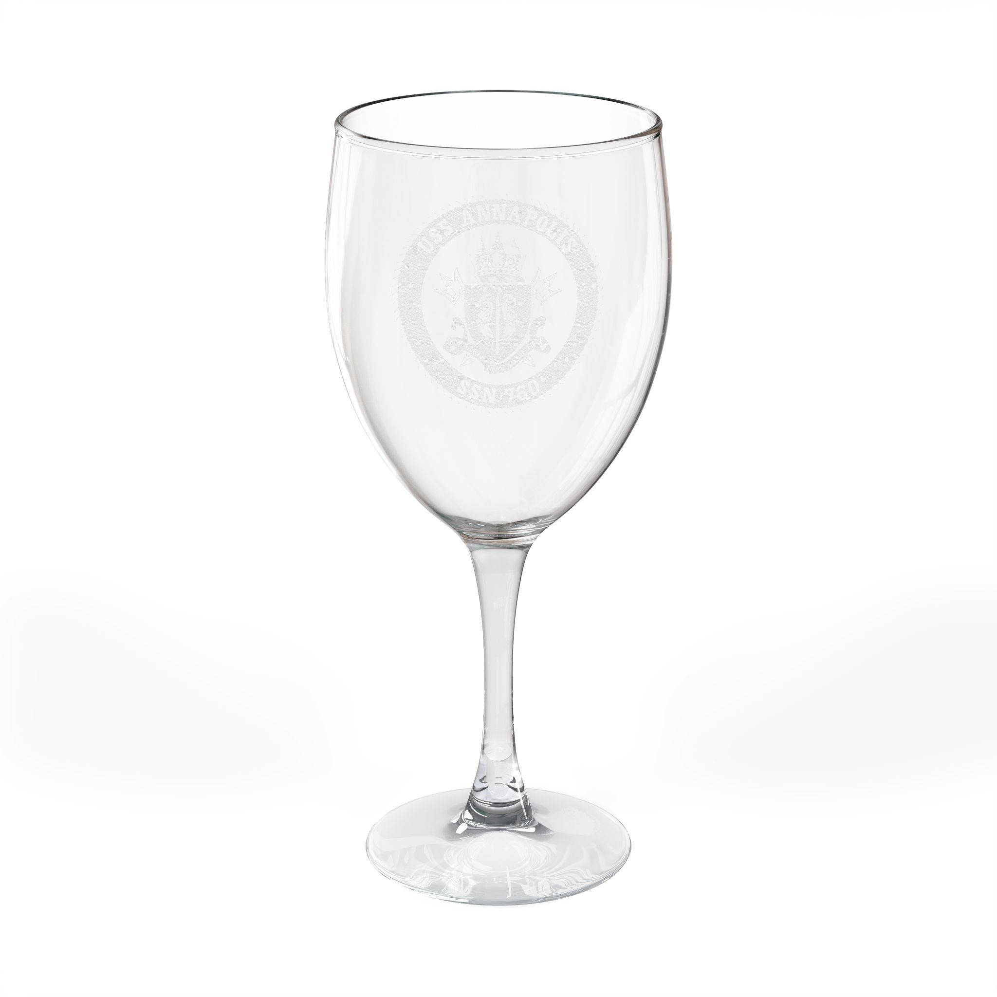 Engraved USS Annapolis Wine Glass 10.5 oz