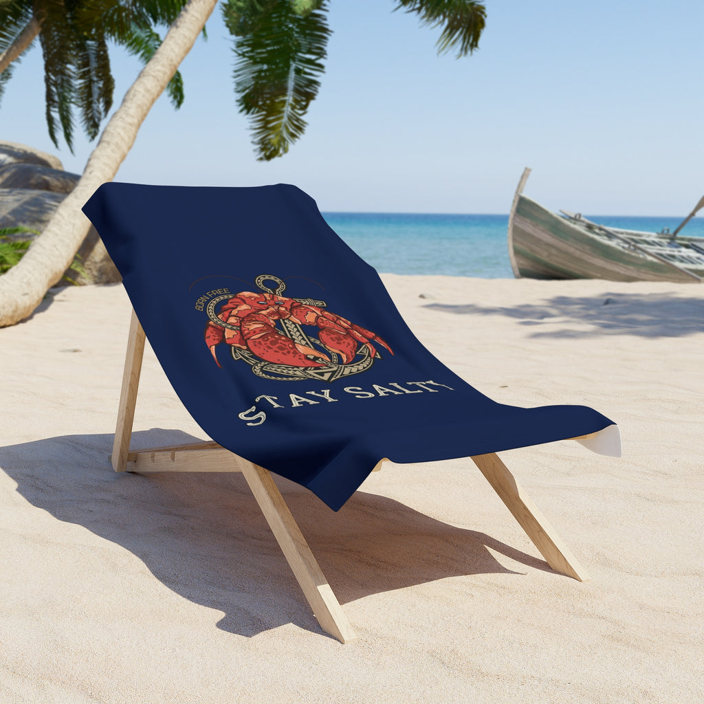 Stay Salty Crab Anchor Beach Towel