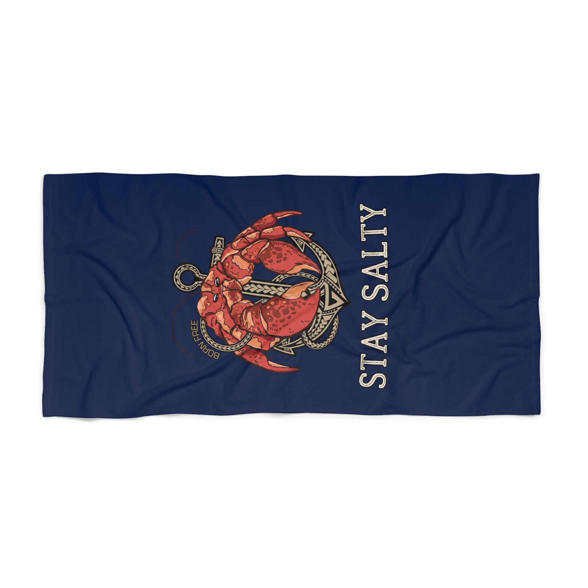 Stay Salty Crab Anchor Beach Towel