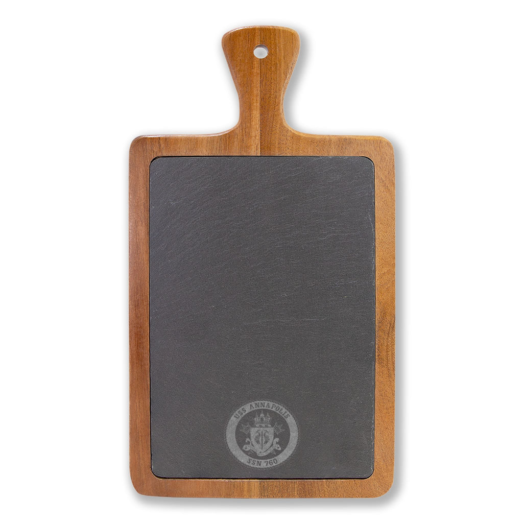 Engraved Acacia Charcuterie Board with Slate Insert & Cheese Tools