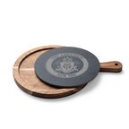 Engraved Acacia Charcuterie Board with Slate Insert & Cheese Tools