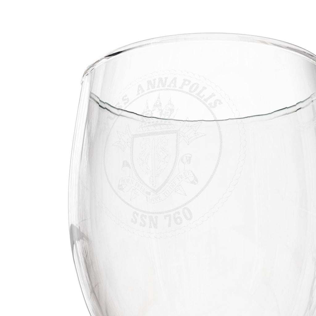 Engraved USS Annapolis Wine Glass 10.5 oz