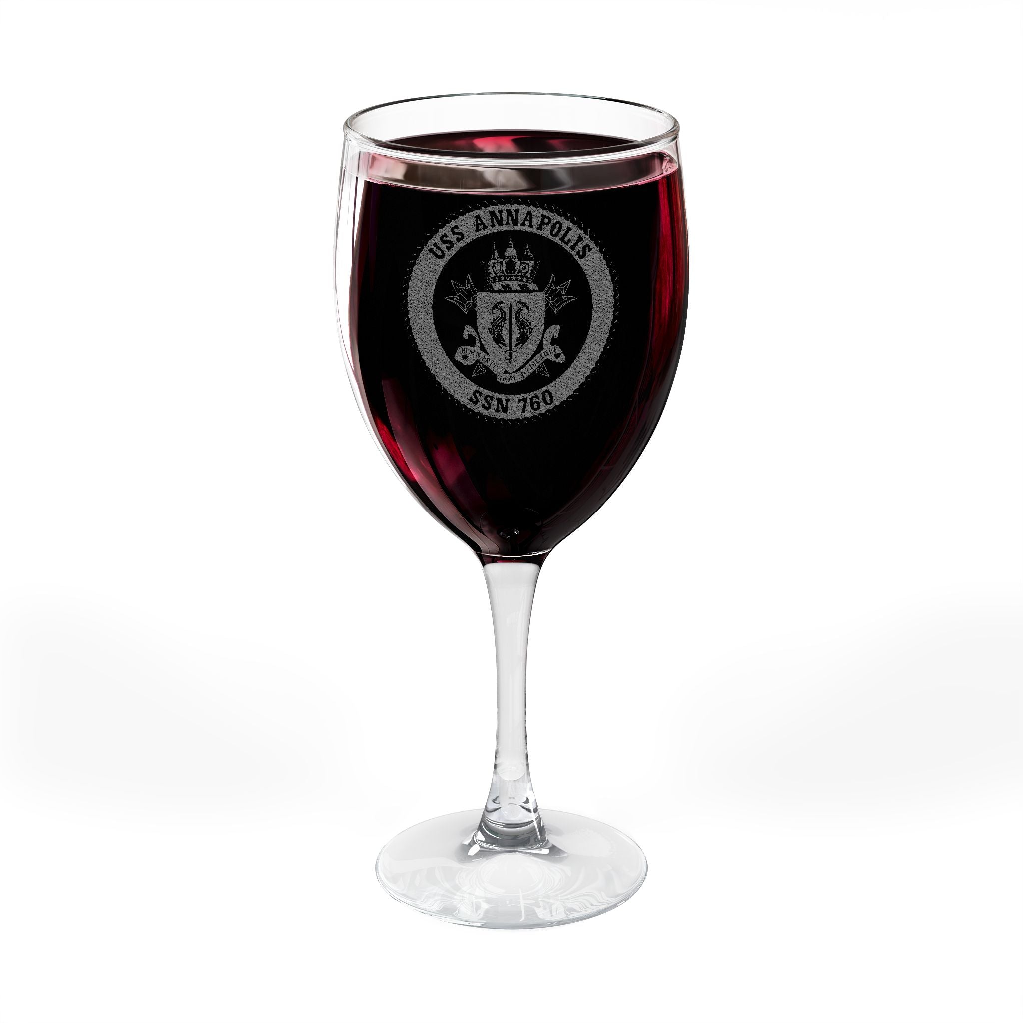 Engraved USS Annapolis Wine Glass 10.5 oz