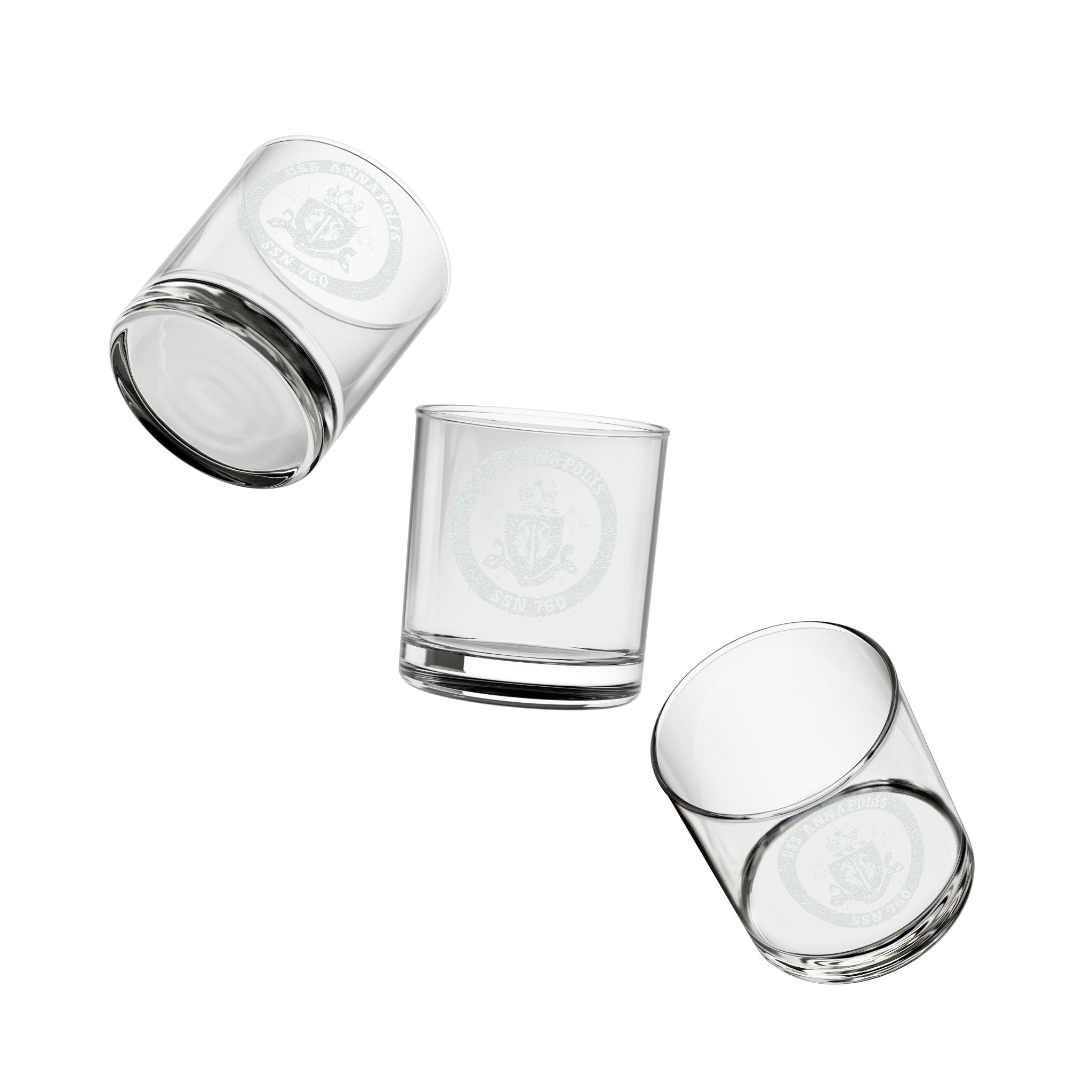 Engraved USS Annapolis Whiskey Glass 10.5oz
